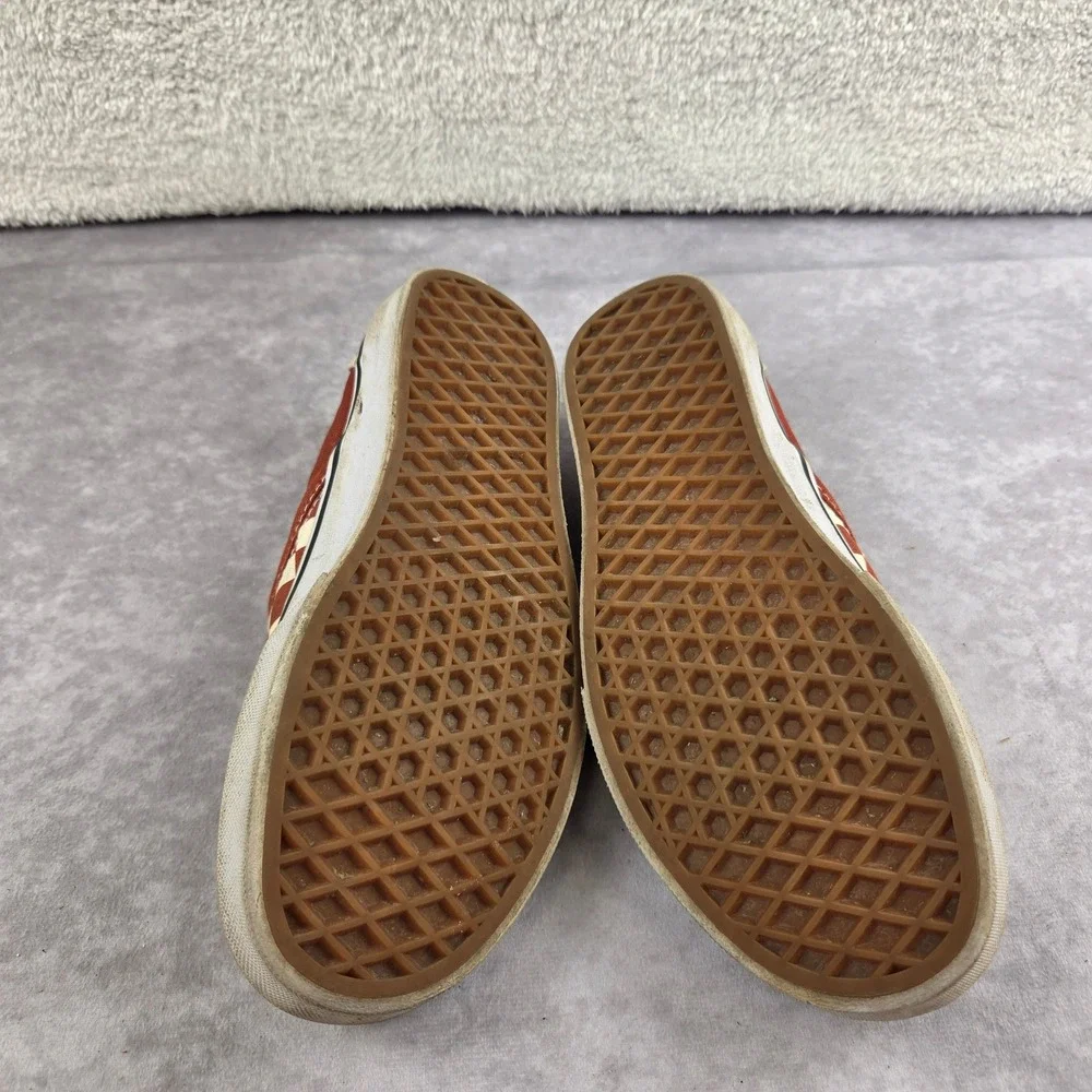 Vans Classic Slip-On Checkerboard Terracotta Orange Sneakers Mens 6.5 Womens 8